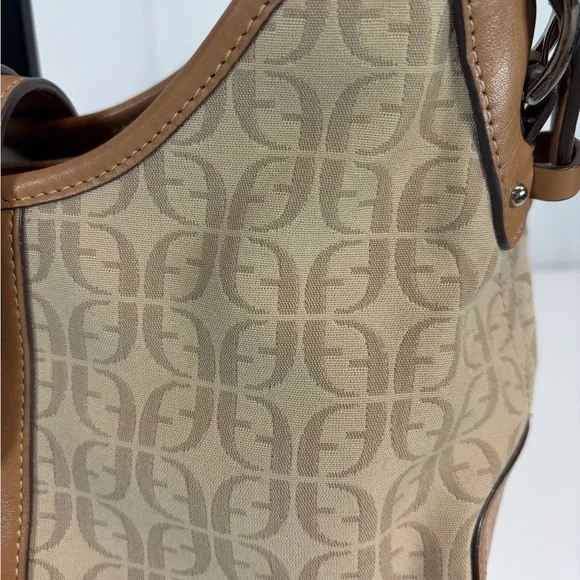 Fossil Monogram Canvas Shoulder Bag Tan Brown Y2K - Picture 3 of 11